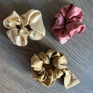 Three Silk Scrunchies Neutral